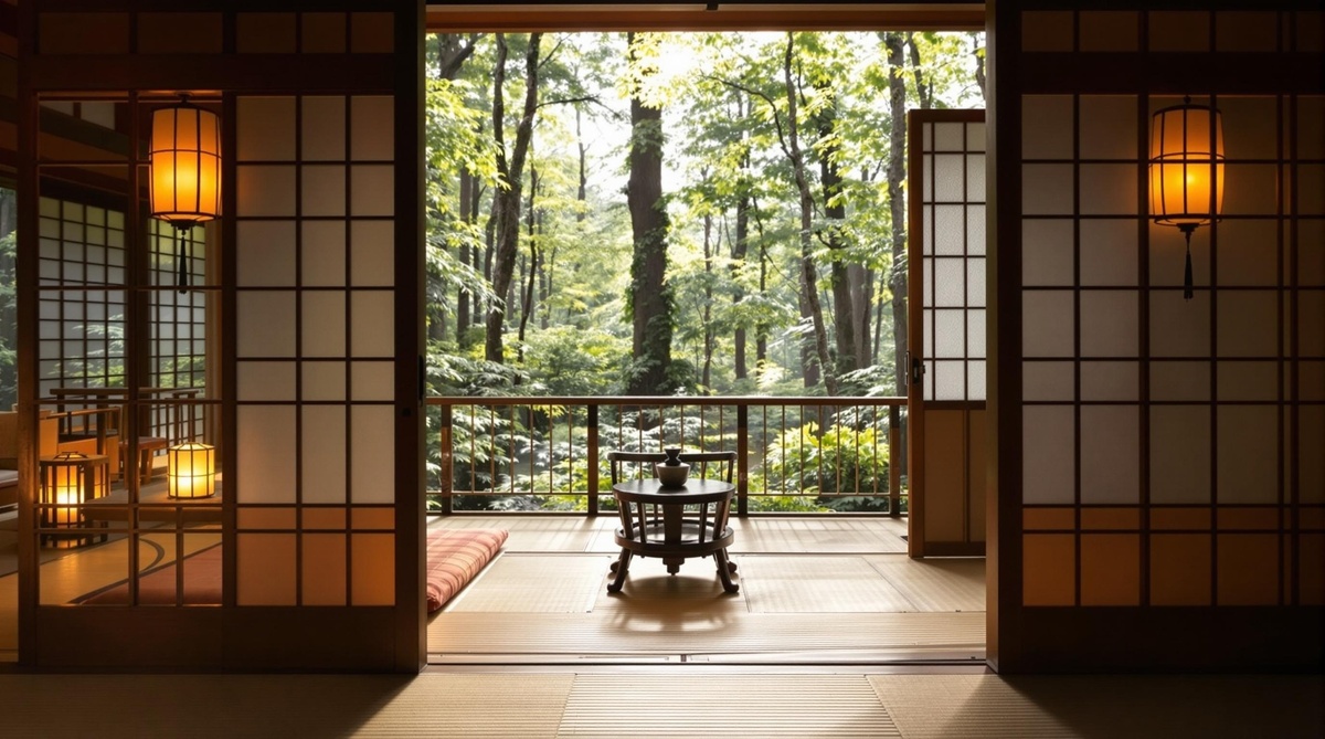 Image d'un ryokan traditionnel japonais pour enrichir la compréhension de nos lecteurs.